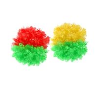Beaupretty 2pièces Perruques De Football Coiffure Afro Pour Fêtes Et Spectacles Couleurs Drapeau Brésilien Et Portugais Déguisements Pour Hommes Et Femmes