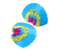 Beaupretty 2pièces Perruques Fluffy Colorées Duo Pour Halloween Coiffure Punk Arc-ciel Pour Fête Et Déguisement Accessoires De Mascarade
