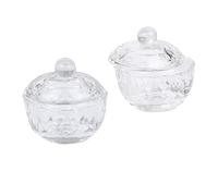 Beaupretty 2pièces Petit Verre Cristallin Pour Nail Art Mini Bol Transparent Antidérapant Avec Couvercle Boîte De Rangement Poussière Pour Salon Professionnel Et Usage Personnel