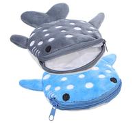 Beaupretty 2pièces Pochette à Monnaie Requin Porte-Monnaie Peluche Porte-clés Fermeture Éclair Petit Portefeuille pour Fille Garçon