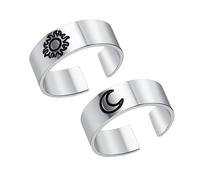 Beaupretty 3 ensembles Bague Motif Lune Bague Soleil Ouverte Bague Lune Ouverte Anneaux Bague Soleil Croissant De Lune Bague Soleil Et Lune Bague Étoile Lune Bague Lune Et 2 pièces * 3