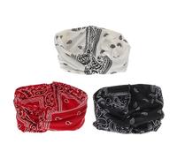 Beaupretty 3 Pièces Bandeaux Larges Élastiques Bohemia Imprimés Fleurs Torsadés Maintien Confortable pour Yoga Course et Activités Lot de Rouge Noir Blanc