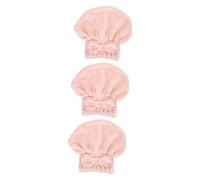 Beaupretty 3 Pièces Bonnet de bain séchage rapide serviette en microfibre pour les cheveux mignonette bonnet de natation femme débarbouillettes bonnet de séchage sèche cheveux serviette rose