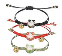 Beaupretty 3 Pièces Bracelet Chance Chat Maneki Neko Ajustable Corde Avec Breloque Pour Femmes Et Hommes
