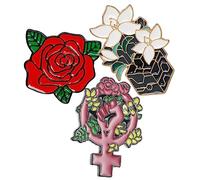 Beaupretty 3 Pièces Broche féministe goupille épinglette de vêtements Broche pour les femmes accessoires de féminisme broches du féminisme broches de fleurs pour femmes broche fleur alliage