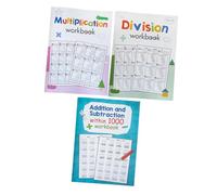 Beaupretty 3 pièces Cahier Exercices Maths pour Élèves Élémentaires Pratique Multiplication et Division Portable Exercices Variés pour Améliorer Compétences et Rapidité