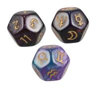 Beaupretty 3 pièces Dés Astrologiques Faces avec Signes des Astres Planètes et Chiffres pour Jeux Divinatoires Tarot et Lecture des Groupes d'Étoiles