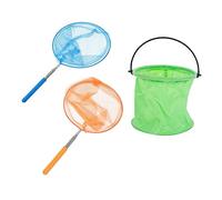 Beaupretty 3 pièces Filets Pliables pour Garçon Fille Épuisettes Télescopiques pour Attraper Insectes Seaux Pliants Colorés Orange Bleu Vert Jeu Extérieur Dexploration