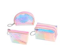 Beaupretty 3 Pièces Holographique TPU de Motif Écailles de Poisson Sac à Main pour Cartes Bancaires et Petits Styles Aléatoires Semicirculaire Trapézoïdal