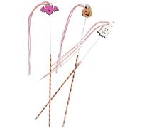 Beaupretty 3 Pièces Interactif pour Chaton Halloween en PVC Formes Fantôme, Chauve-Souris et Citrouille, Bâton de Jeu Sonore pour Entraînement et Présent