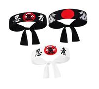 Beaupretty 3 pièces Lot de Bandeaux Ninja Japonais pour Cuisine Sport et Cosplay Confortable et Accessoire Polyvalent pour Karaté et Fêtes