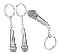 Beaupretty 3 pièces Lot de Porte-clés Microphone de Zinc Argenté Pendentif Musical et Décoration Unisexe pour Clés Sacs et Voitures Fête des Pères