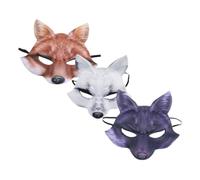 Beaupretty 3 pièces Masque Renard Eva Demi Visage avec Bande Élastique Masque Animal pour Fête Déguisement Halloween et Cosplay Unisexe