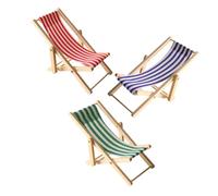 Beaupretty 3 Pièces Mini Chaise Pliante Bois pour Maison de Poupées Lot de Chaises Miniatures Colorées Rouge Bleu Vert pour Décor Plage et Extérieur Compacte et Stable