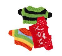 Beaupretty 3 Pièces Pulls Souples pour Poupées Ours Accessoires de Vêtements Faits Main pour Décoration et Tenues de Remplacement Colorées Rouge Love Vert Rayé Arc Ciel