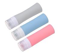 Beaupretty 3 pièces Set de Bouteilles de Voyage Étanches Silicone Flacons Rechargeables pour Parfum Cosmétiques Rose Bleu Gris