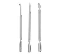 Beaupretty 3 Pièces Set Pousse-cuticules Acier Inoxydable à Double Tête Grattoir Métallique Ergonomique Antidérapant Outil Professionnel Manucure Pédicure pour Ongles