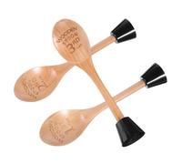 Beaupretty 3 Pièces Trophée Cuillère en Bois Gravé avec Base | Bois, Design Multifonction, pour Pâtisserie et Compétitions Culinaires, Accessoire Pratique avec Socle
