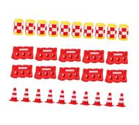 Beaupretty 30 pièces Lot Mini Cônes de Signalisation et Barricades Plastique Modèles Routiers Miniatures pour Éducation Sécurité Routière Garçon Fille