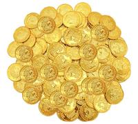 Beaupretty 300 pièces Monnaie Pirate Plastique Doré pour Jeux de Rôle Accessoires Fête Garçon Fille Décoration Coffre Au Trésor