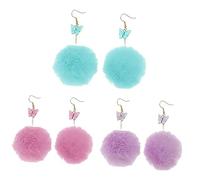 Beaupretty 3Paires Boucles Oreilles Pom Pom Boucles Pendantes Colorées pour Femmes Accessoires Mode Automne Hiver