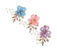 Beaupretty 3pièces Pince Cheveux Mariage Peluche avec Fleur Accessoires Coiffure Mariée Demoiselles Honneur Épingle Cheveux Style Chinois