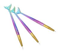 Beaupretty 3pièces s Pinceaux à Forme De Sirène Pinceaux Professionnels Pour Nail Art Avec Tips Doubles Pour Détails Fins Et Créations Précises Outils De Dessin Peinture Manucure