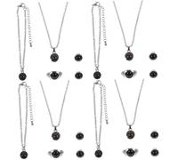 Beaupretty 4 Ensembles Anneaux De Changement De Couleur Collier Bracelet Pour Femmes Anneaux Décoratifs Bagues Qui Changent De Couleur D'humeur Bague D'humeur Pour Femme Alliage De Zinc