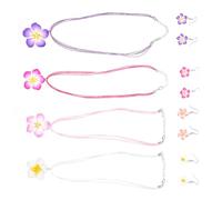 Beaupretty 4 Ensembles Thème Hawaïen et Boucles Oreilles Fleurs Plumeria pour Fêtes Tropicales et Réunions Plage