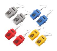 Beaupretty 4 paires Boucles Oreilles Pendantes Poubelle Colorées Bijoux Costume Femme Originales Drôles Fantaisie