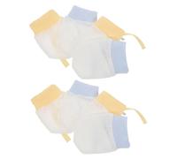 Beaupretty 4 Paires Moufles Garçon Fille Griffures Respirantes Maille avec Cordon Réglable Gants Élastiques Fins Dété pour Mois Bleu Glacé et Jaune Glacé