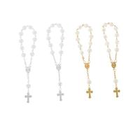 Beaupretty 4 pièces Bracelet de Baptême Garçon Fille Rosary Faveurs Religieuses avec Design Rose Symbolique pour Cérémonie Sainte Mariage Communion
