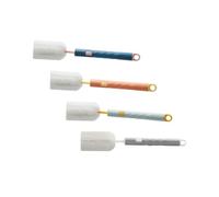 Beaupretty 4 pièces Brosse à Bouteille Longue Poignée Goupillon pour Biberon et Nettoyage et Pratique Design Amovible et Accroche Arc Bleu Jaune Gris