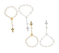 Beaupretty 4 pièces Chapelets Miniatures de Baptême pour Garçon Fille Filles avec Charme Rose et Croix Souvenirs pour Communion Mariage et Fête Religieuse