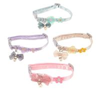 Beaupretty 4 Pièces Collier Ajustable pour Chat Noeud en Dentelle | Polyester et Plastique, Léger et Confortable, pour Chaton ou Chiot, Sorties Extérieures et Promenades