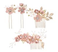 Beaupretty 4 Pièces couvre-chef hairpin hair clip bandeau barrettes hair bow accessoire filet floral peignes robe peigne à cheveux pour la mariée décor de cheveux de mariée alliage rose