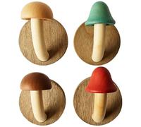 Beaupretty 4 Pièces Crochet Mural Champignon en Bois, Patère Décorative | Style Minimaliste Moderne, pour Salle de Bain et Décoration Maison, Suspendre Petits Objets, Lot Unique