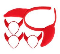 Beaupretty 4 Pièces Diable oreille bandeau accessoires de fête d'halloween bandeau corne rouge x costume halloween déguisement halloween d'halloween décoratif en tissu