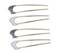 Beaupretty 4 Pièces Épingle à cheveux couleur alliage petites pinces à cheveux Perles bijoux bureautique accessoires hairpin fourches à cheveux en forme de u décors de cheveux Golden