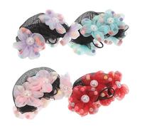 Beaupretty 4 Pièces Filet à Cheveux Accessoire de Danse Pratique avec Cordon de Serrage pour Garçon Fille Rose Rouge Vert pour Chignons