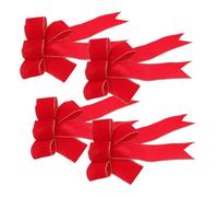 Beaupretty 4 Pièces Grand Nœud Rouge avec Bord Doré Lot de Décorations de Noël Faciles à Fixer avec Fil Métallique pour Sapin Fenêtres Cheminées et Escaliers pour Intérieur et Extérieur