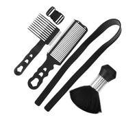 Beaupretty 4 Pièces Kit Peignes Coiffure Homme Noir Peigne Plat et Guide Positionnement Brosse Dépoussiérante pour Cou Outils Coiffants pour Coupe DIY et Barbiers