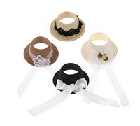 Beaupretty 4 Pièces Mini Doll Hats with Elegant Bow Design Lightweight Fabric Miniature Caps for DIY Crafts Role-Playing and Holiday Decorations Compatible with Various Dolls