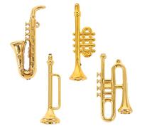 Beaupretty 4 pièces Miniature Instruments Set for Dollhouse Decoration Plastic Mini Classical Saxophone Trumpet French Horn and Clarinet Models for Home and Miniature Scene Accessories