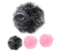 Beaupretty 4 pièces Pare Brise Microphone Fourrure Artificielle Noir Blanc Rose Protection Vent Bonnette Microphone Housse Facile à Installer