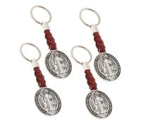 Beaupretty 4 Pièces Porte-clés Croix Métal avec Médaille St Benedict Pendentif pour Sac Porte-clés Catholique avec Détail Croix Décoration Légère pour Voiture et Prière
