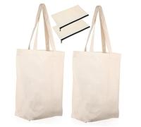 Beaupretty 4 Pièces Sac Toile Capacité avec Pochettes à Stylo Sacs Multifonctions pour Courses et Projets Diy pour Personnalisation et