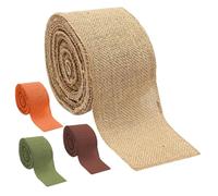 Beaupretty 4 rouleaux Ruban Décoratif Toile Imitant le Lin Résistant à Usure Coupable pour Emballage Cadeau et Décoration Mariage Lot de Couleurs Vives Orange Vert Naturel