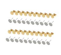 Beaupretty 400 Pièces Supports Oreilles avec Plateau Plat Bouchons de Sécurité pour Boucles Oreilles Femme et Fille Accessoires DIY Bijoux Doré Argenté