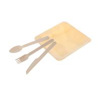 Beaupretty 48 Pièces Jetable Couteaux Fourchettes Cuillères et Assiettes Service Complet pour Salades et Desserts pour et Événements
